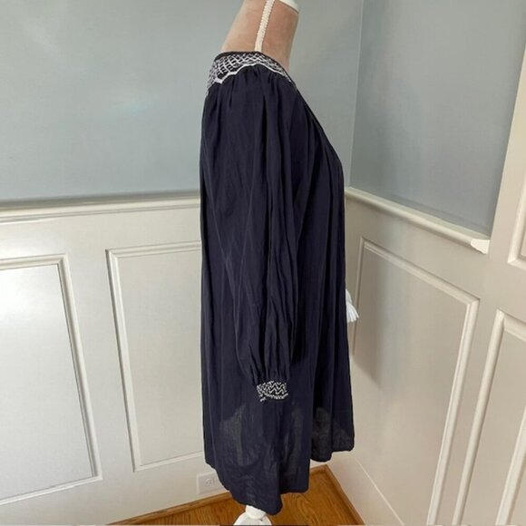 Figue 100% Cotton Smocked Embroidered Charlie Relaxed Fit Mini Dress Large - Picture 10 of 15